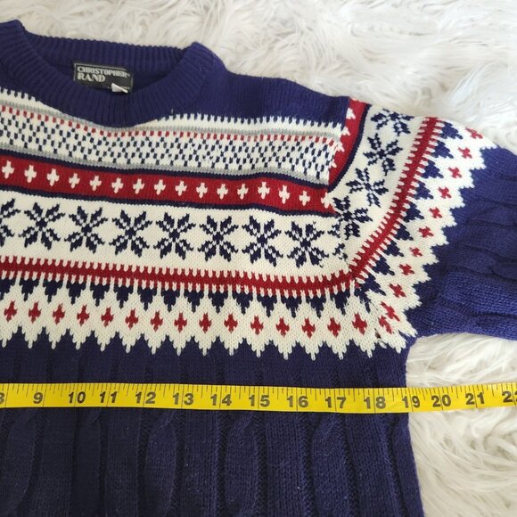 VTG‎ Christopher Rand Men's XL Acrylic Knit Ski Sweater Fairy Isle Birds Eye - Picture 7 of 16